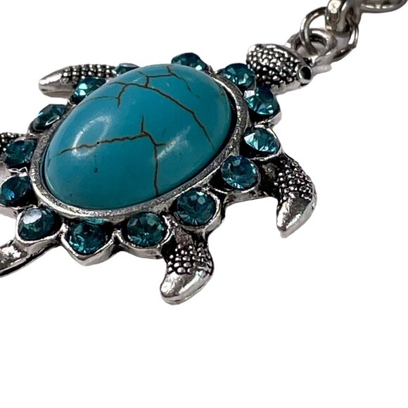 Turquoise Rhinestone Turtle Pendant Necklace Women Lady Jewelry Fashion Boho u - Picture 4 of 4
